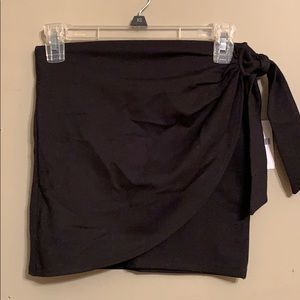 Black wrap bodycon mini skirt